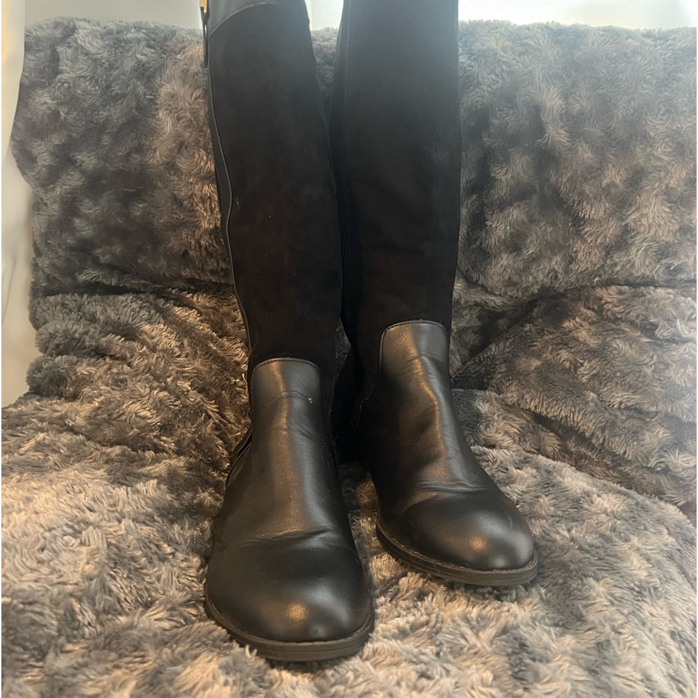 Women's Karen Scott Deliee Faux Leather Black Ridding Boot Size 9M